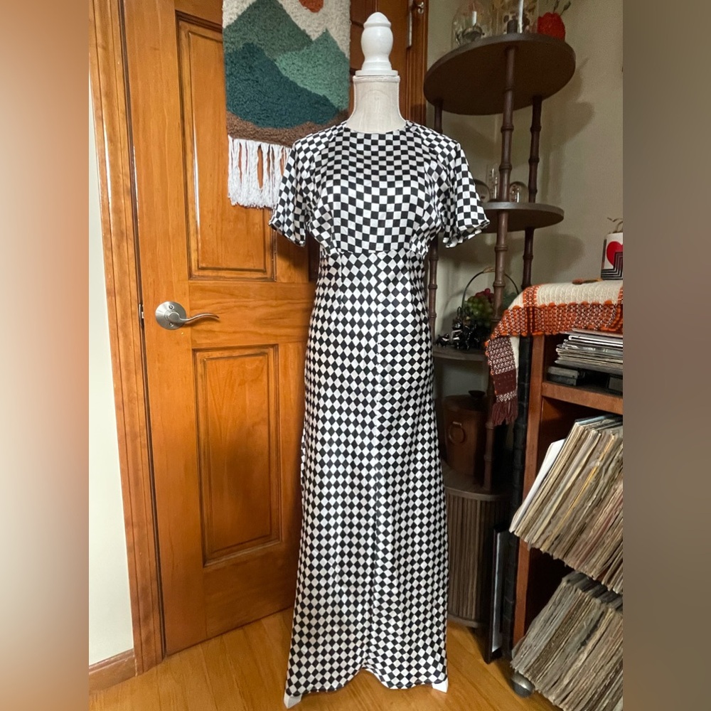 Silky Checkered Dress
